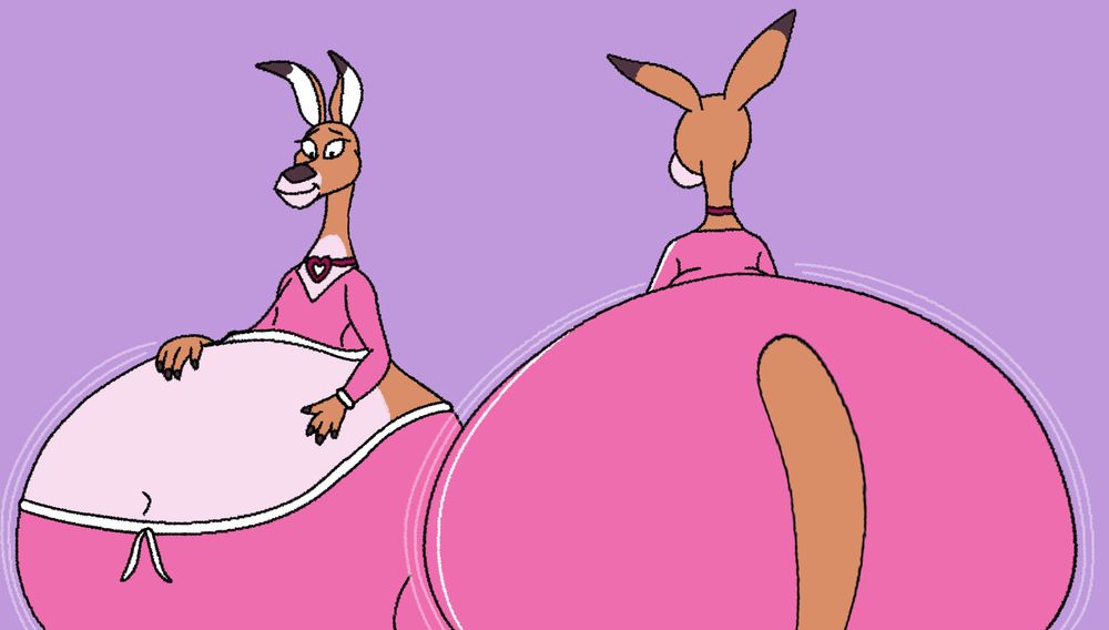 Two (for some reason) kangaroos from Sing, left with a huge belly and right with a heavy bottom