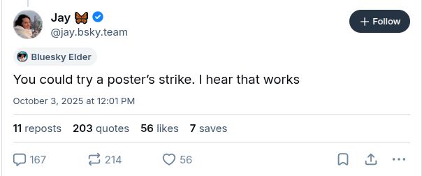 This a post by Jay. I understand alt text is meant to help screen readers but please understand that the contents of this post can be searched via index if I copy it verbatim. Let's just say she offers a suggestion that is kind of pointless to people who are against policy.