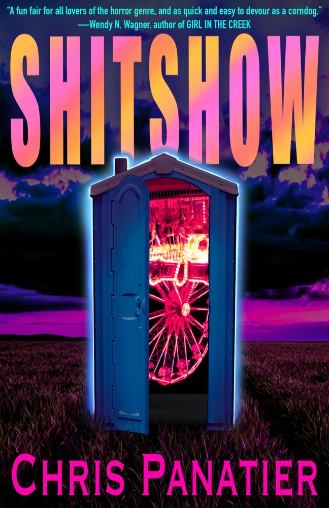 Cover for SHITSHOW shows a haunted portapotty against a night sky.