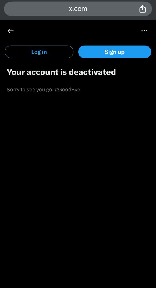 Page shown when one deactivates / leaves twitter
