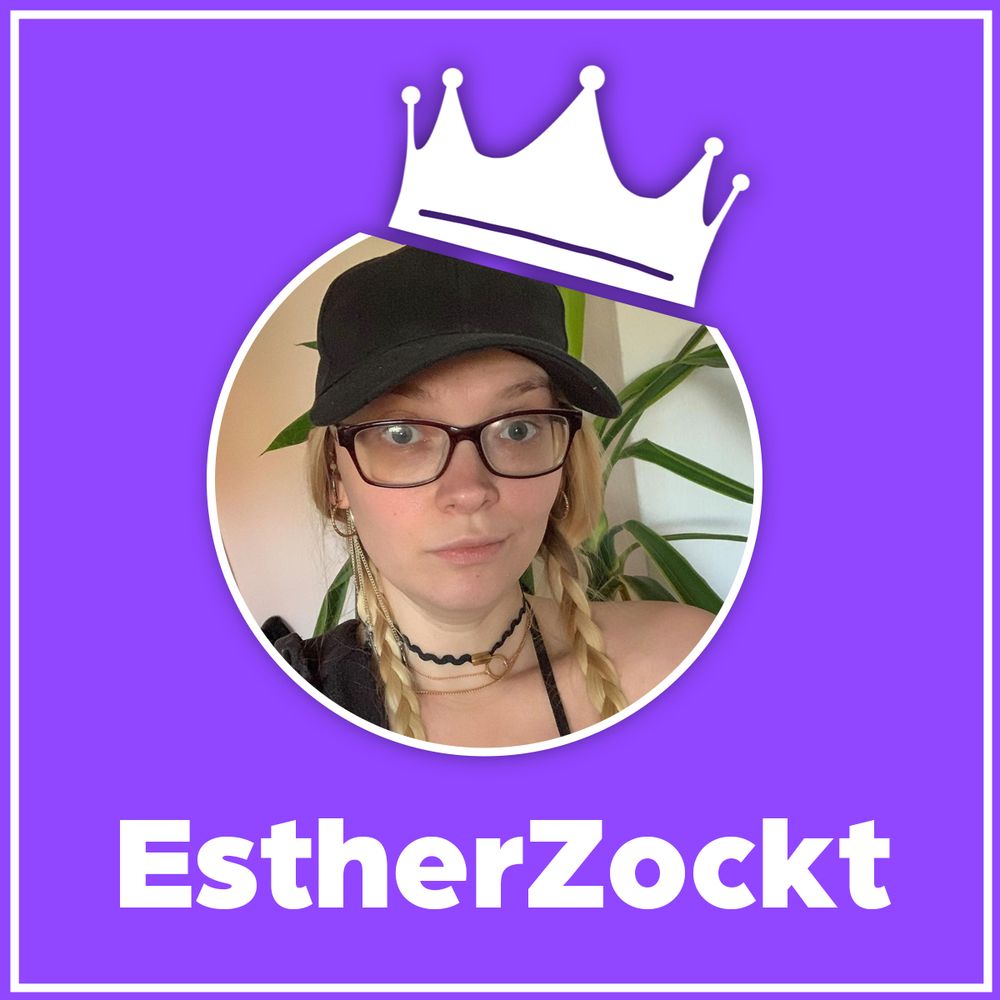 Team Weltherrschaft Logo, darin ein Foto von Esther