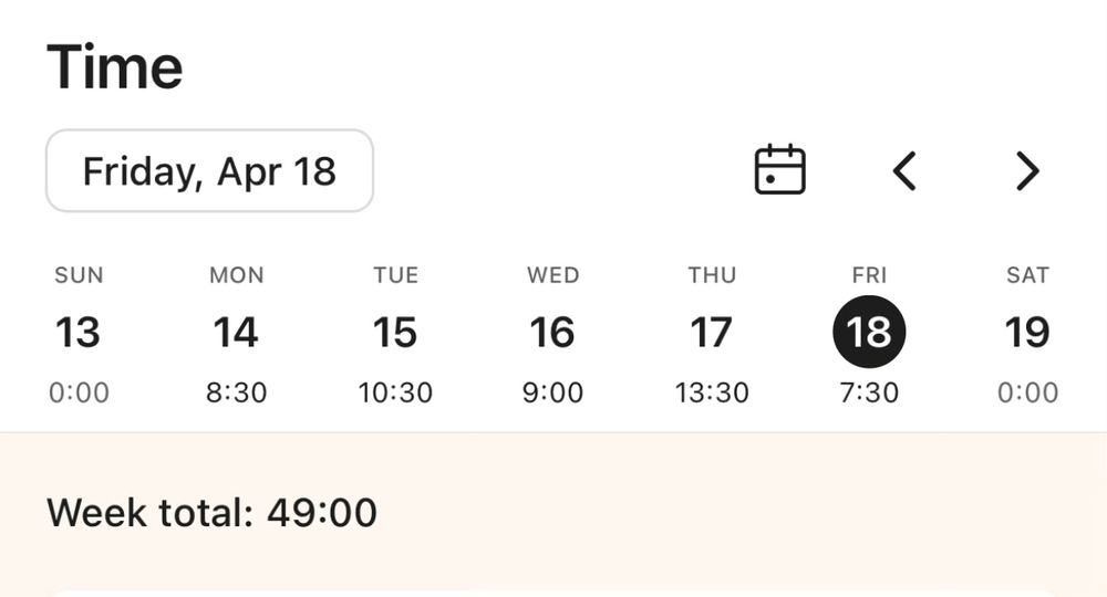 Carlos’s timesheet from last week, totaling 49 hours