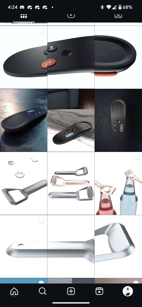Screenshot of Carlos's Instagram grid. There are a couple of product renderings that span three horizontal images on the grid but now they're misaligned so they don't look seamless.