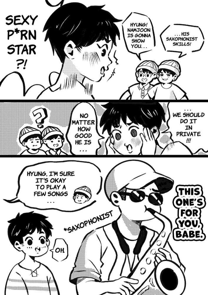 based on an oldie but a goodie: tae's saxophone star joke that causes a misunderstanding