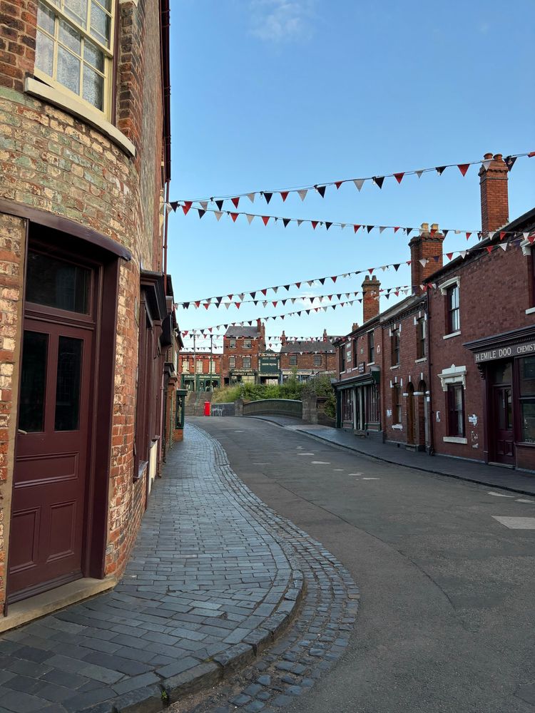An Edwardian street scene with bunting 