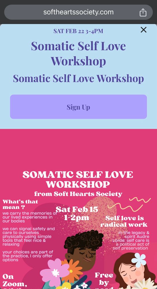 Screenshot to sign up for workshop