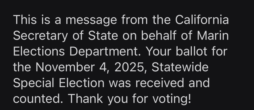 Ballot received and counted email