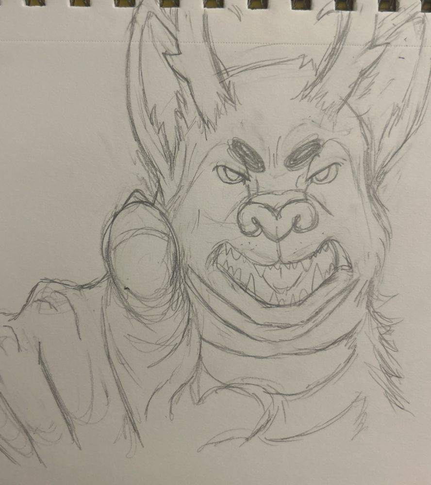 A sketchier unfinished version of my OC Devin angrily pointing a finger at the viewer