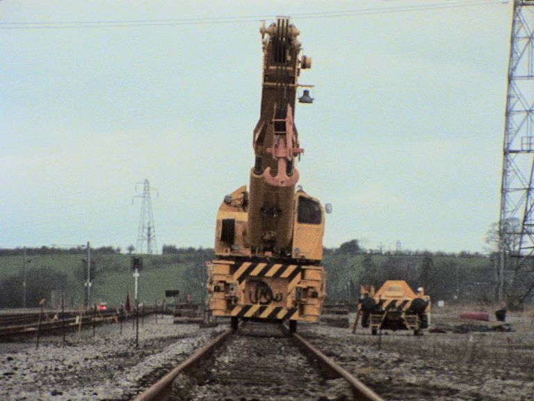 An image captured from THE 75 TONNE HIGH CAPACITY RAIL CRANE (1979)