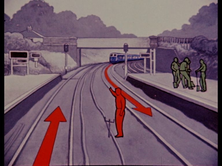An image captured from SAFE ON THE TRACK? (1969)