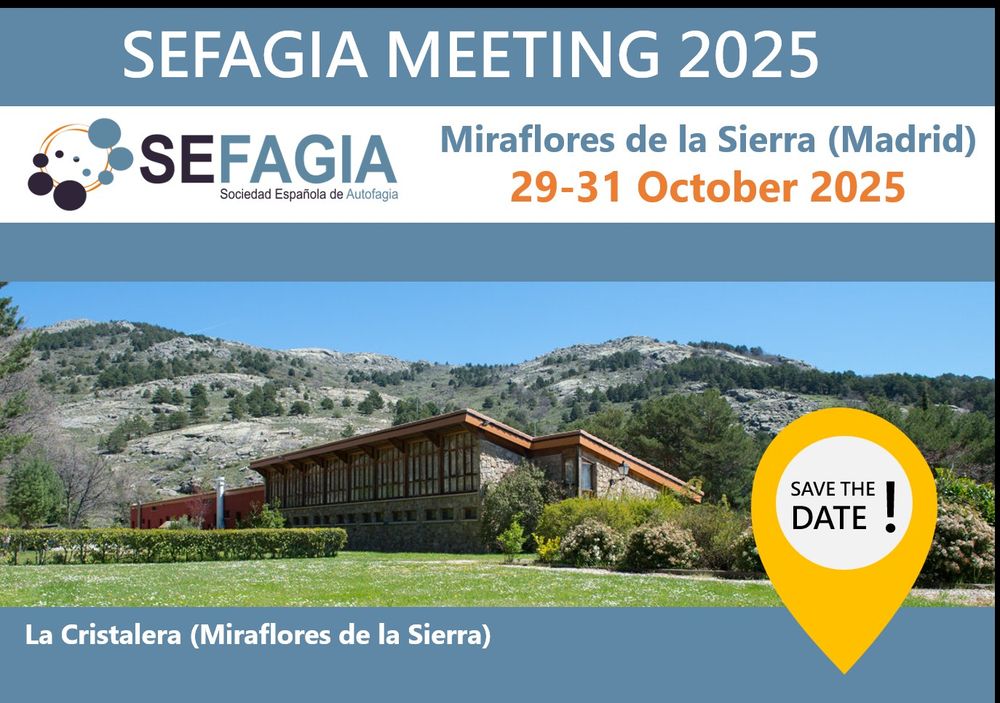 Cartel informando sobre el próximo congreso de SEFAGIA (del 29 al 31 de octubre, en Miraflores de la Sierra), con una fotografía del lugar donde se celebrará: La Cristalera.

Image announcing the next SEFAGIA meeting (29-31 October, Miraflores de la Sierra), with a picture showing La Cristalera, the building where the meeting will take place.
