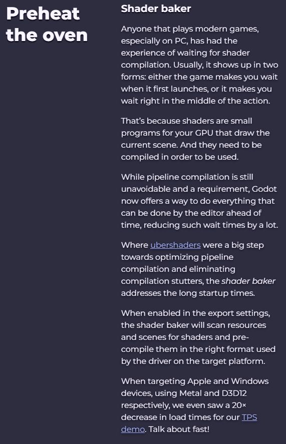 Shader baking description from Godot 4.5 release notes!