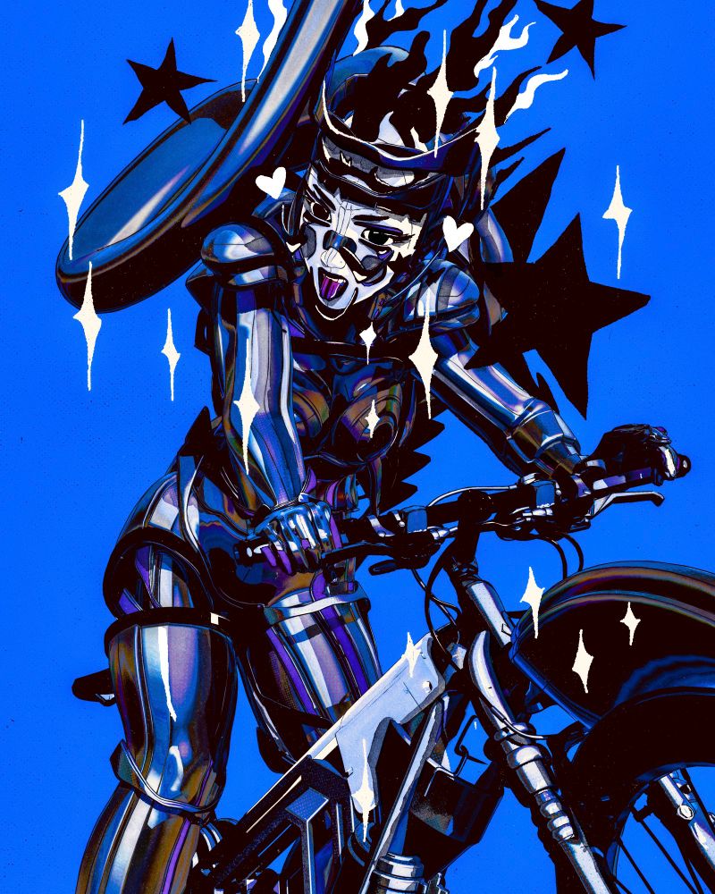 Scifi illustration of a character riding a bike #art #blender 