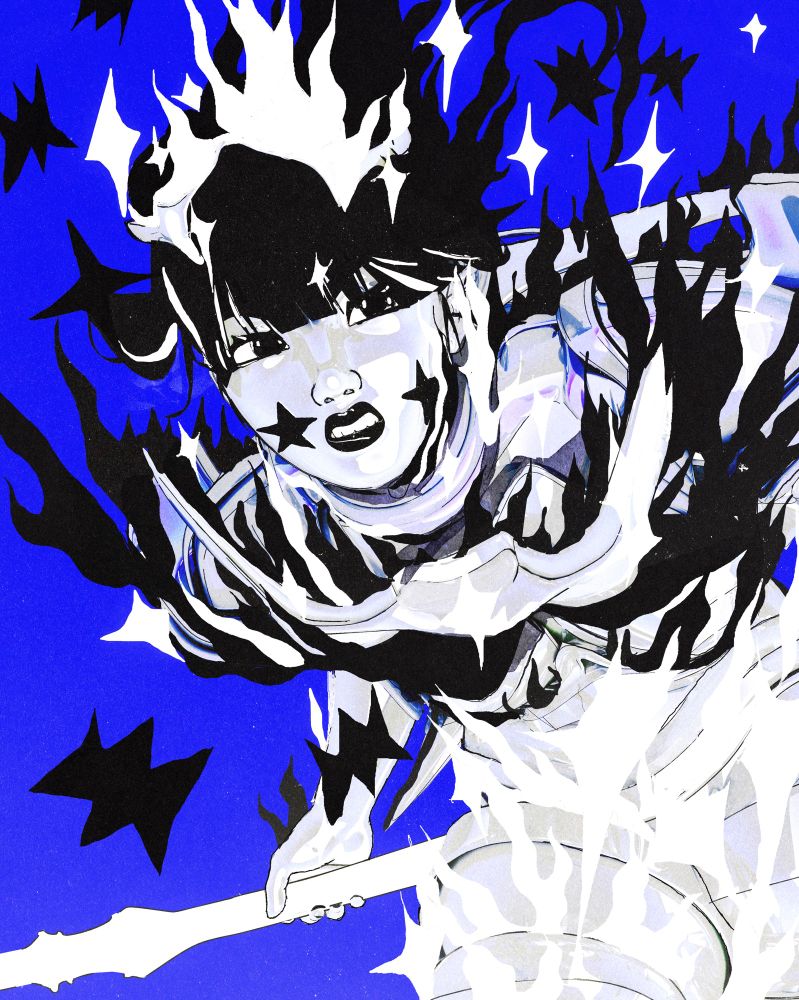 Oc with black and white flames #art #blender