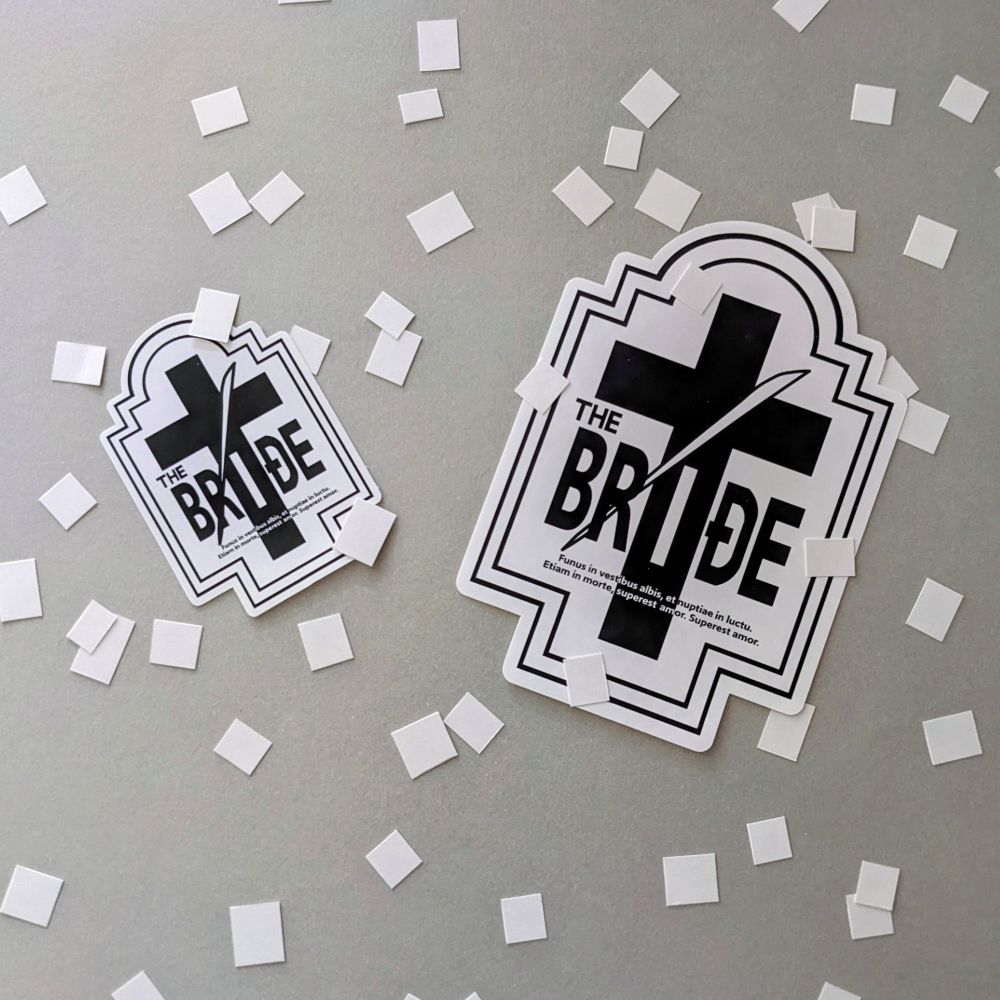 Trigun bride stickers on a light colored background with confetti