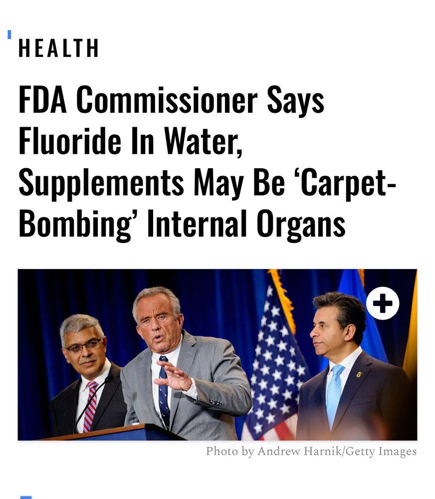 HEALTH
FDA Commissioner Says
Fluoride In Water, Supplements May Be 'Carpet-Bombing' Internal Organs
Photo by Andrew Harnik/Getty Images