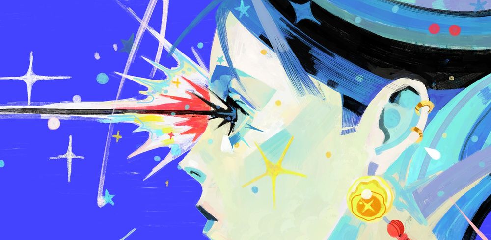 A character with a star piercing trough their eye