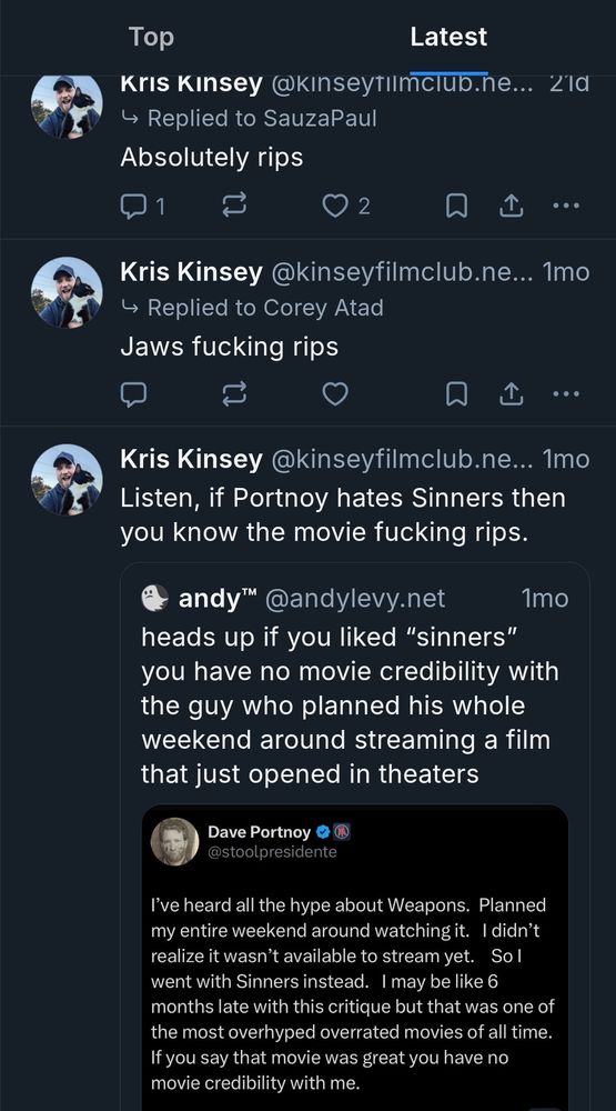 A collection of tweets in which I say something fucking rips.