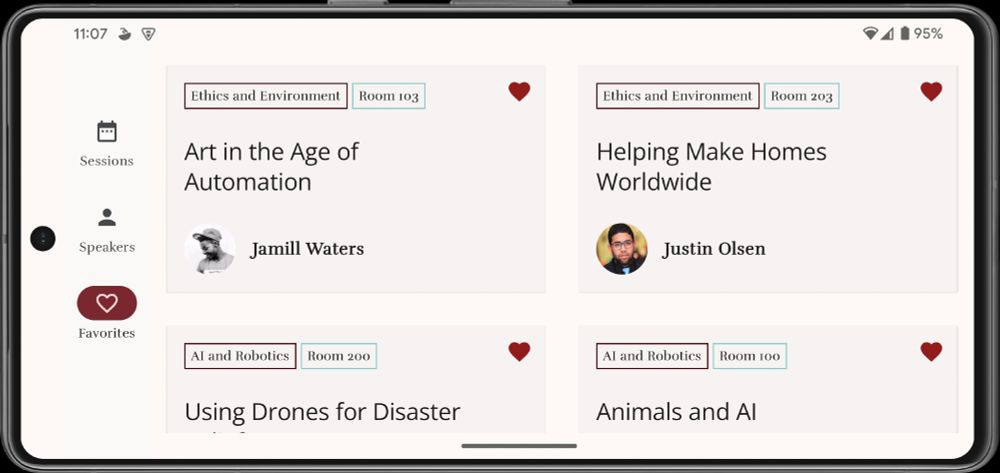 Screenshot of app with navigation rail.