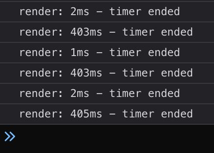 console log output in browser showing time elapsed between calls