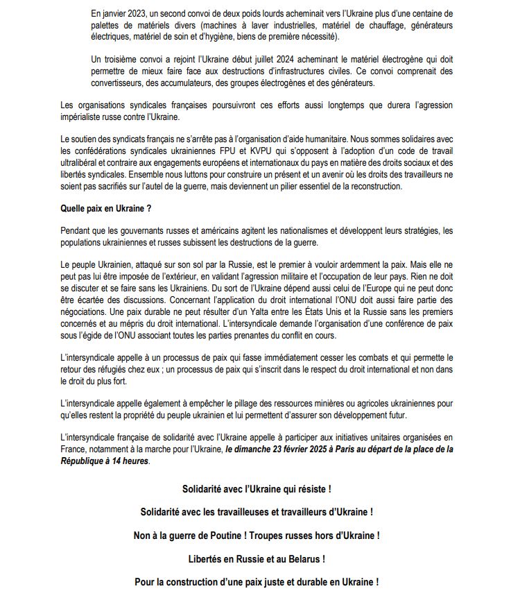 Communiqué intersyndical : Pour une paix juste et durable ! Solidarité avec la résistance des travailleuses et travailleurs d’Ukraine ! (page 2)