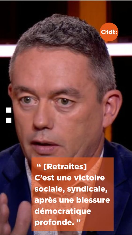 "[Retraites] C'est une victoire sociale, syndicale, après une blessure démocratique profonde." Yvan Ricordeau (secrétaire général adjoint de la CFDT) sur le plateau de "C ce soir" en direct sur France 5 mercredi 15 octobre 2025