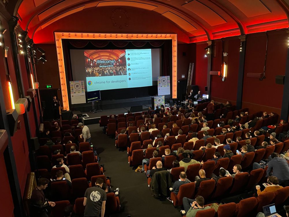 The FFConf audience filling up the Duke of Yorks auditorium