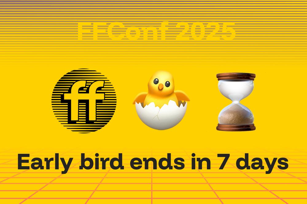 FFConf early bird tickets end in 7 days. The image shows the FFConf logo next to a young chick in half a shell and an egg timer (appropriately!)