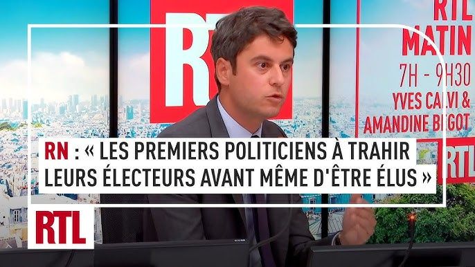 https://www.youtube.com/watch?v=XQHv-5CGc7M
Citation de Gabriel Attal le 17 juin 2024 :
"RN : Les premiers politiciens à trahir leurs électeurs avant même d'être élus"