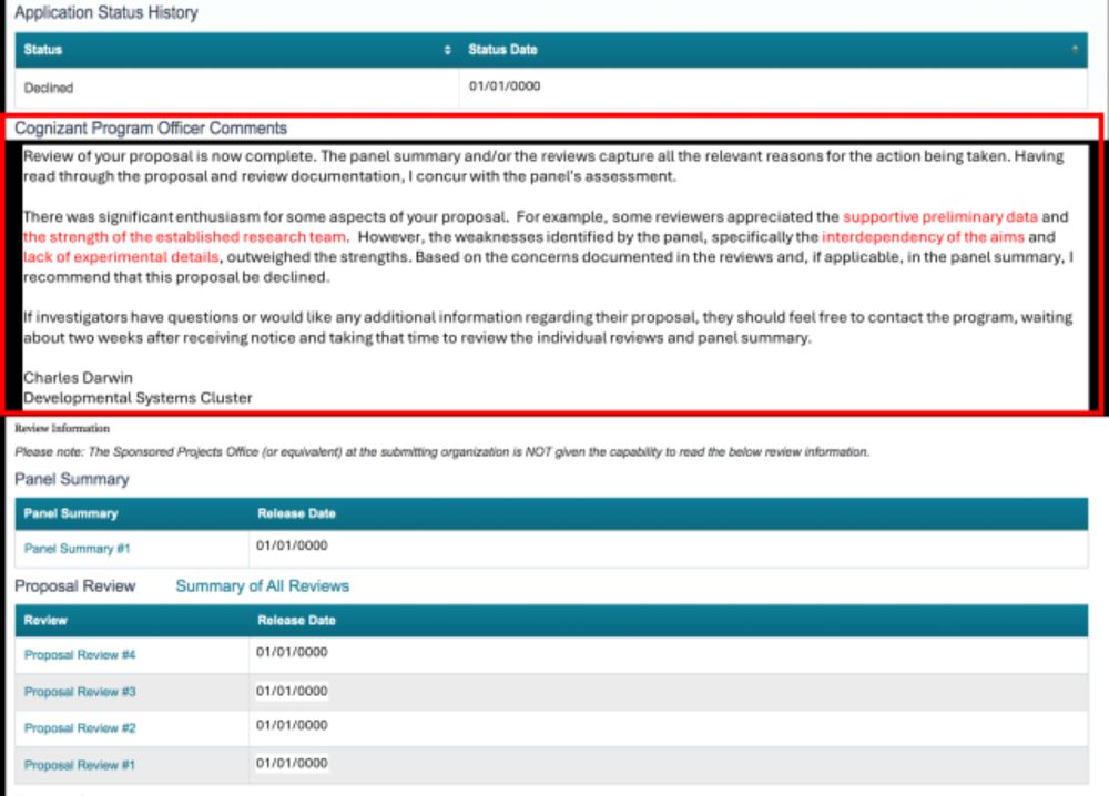 A reminder about the “Cognizant Program Officer Comments” included with proposal review decisions