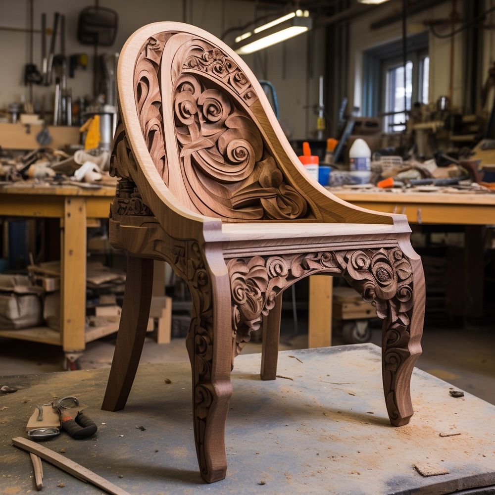 Handcrafted chair rendered with midjourney