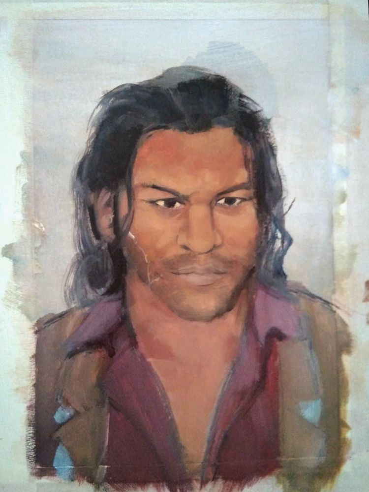 Traditional oil portrait of the Red Dead Redemption character Charles Smith. 