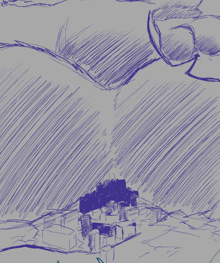 city closeup from between the digits of the cat's massive paw