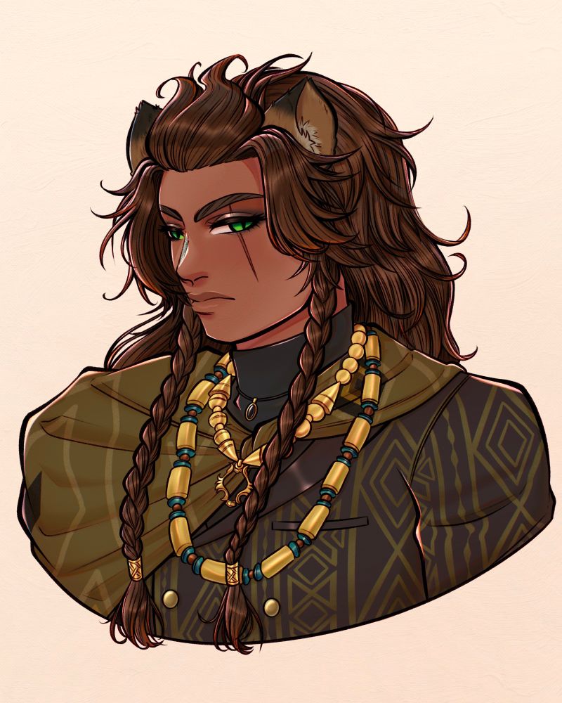 Portrait illustration of Leona Kingscholar in his king/prince attire from his dream in Ch 7.