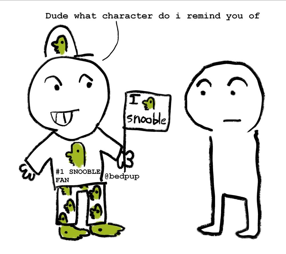 Picture of two figures, one is dressed head to toe in attire of their fav character. They ask the other person "Dude what character do i remind you of)