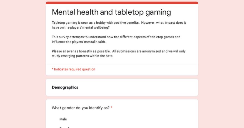 Mental health and tabletop gaming