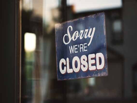 'Sorry we're closed' sign