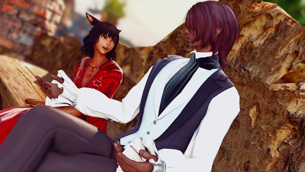 A teenage Annette sitting with Rai, the two of them talking as the sun sets in the distance.