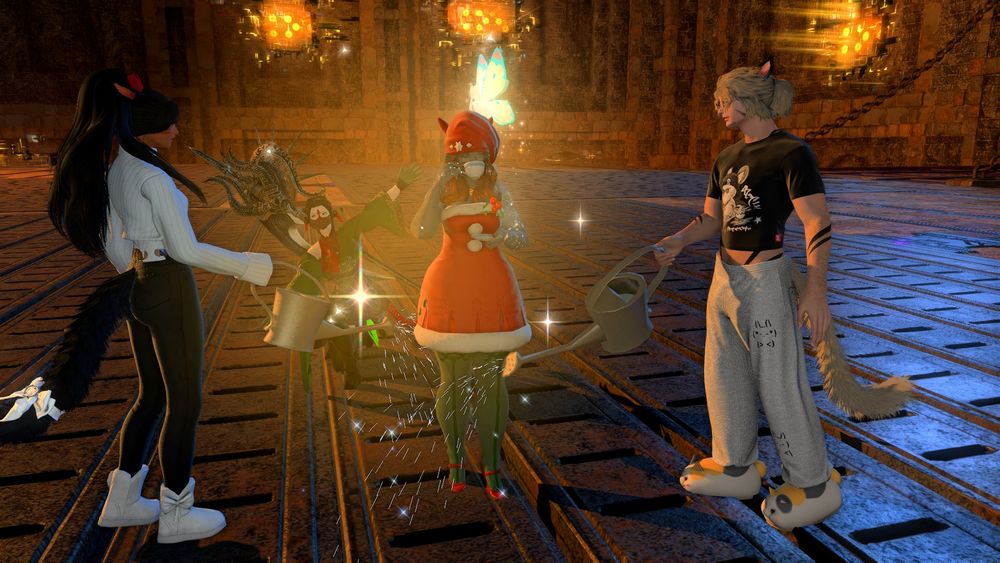 Myself, Luci, and Mikh'a watering Punny for pulling us through the executioners 