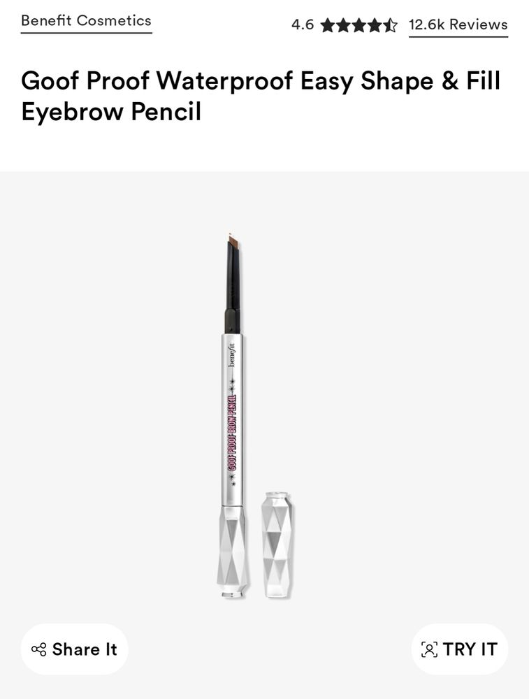 The benefit cosmetics goof proof waterproof easy shape and fill eyebrow pencil