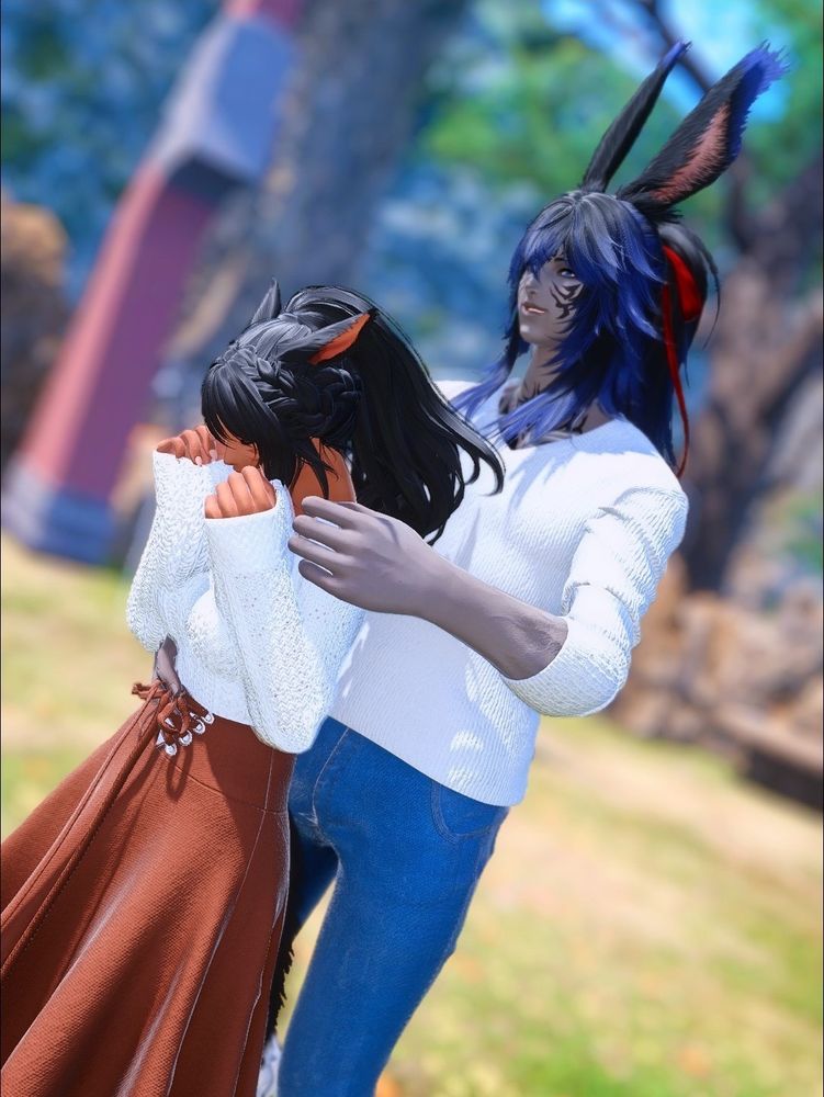 Annette and Ekko watch, Annette teary eyed while Ekko comforts her, smiling.