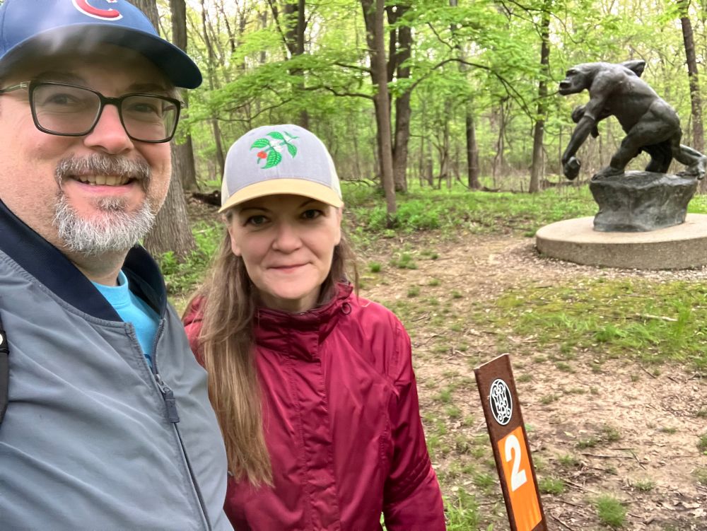Selfie on orange trail at Allerton Park. 