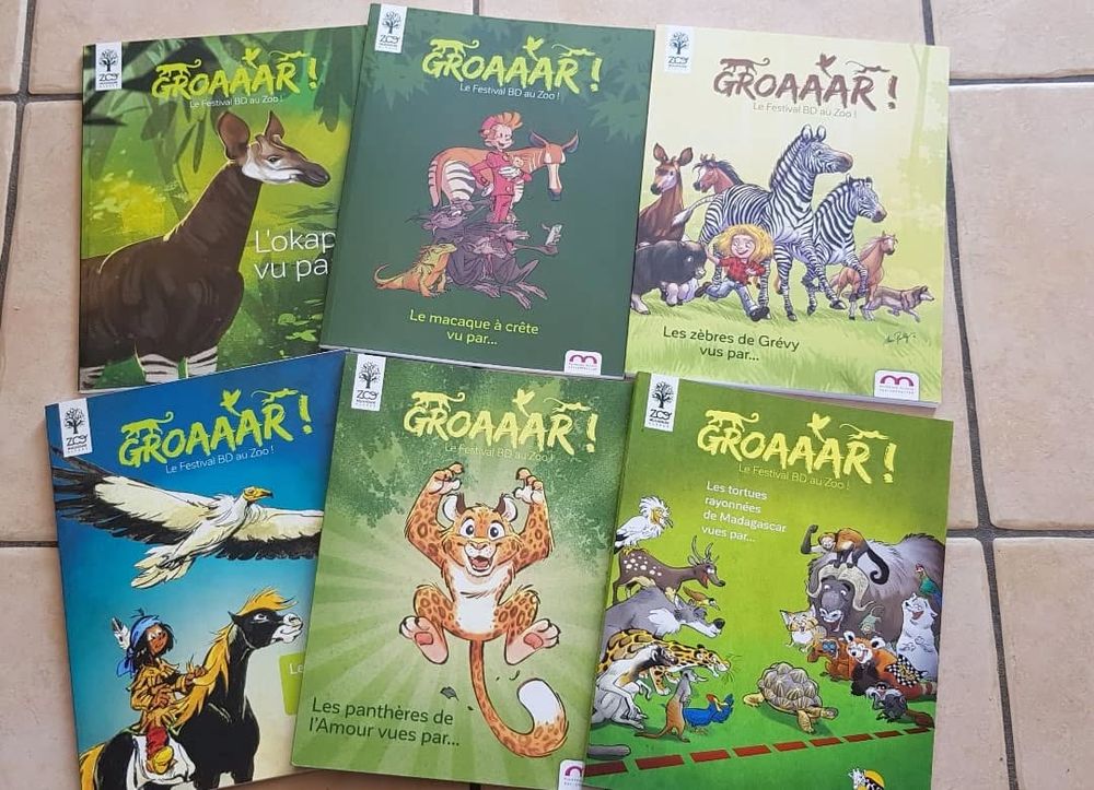 L'ensemble des catalogues édités au cours des ans par le festival Groaaar et les amis du zoo de Mulhouse