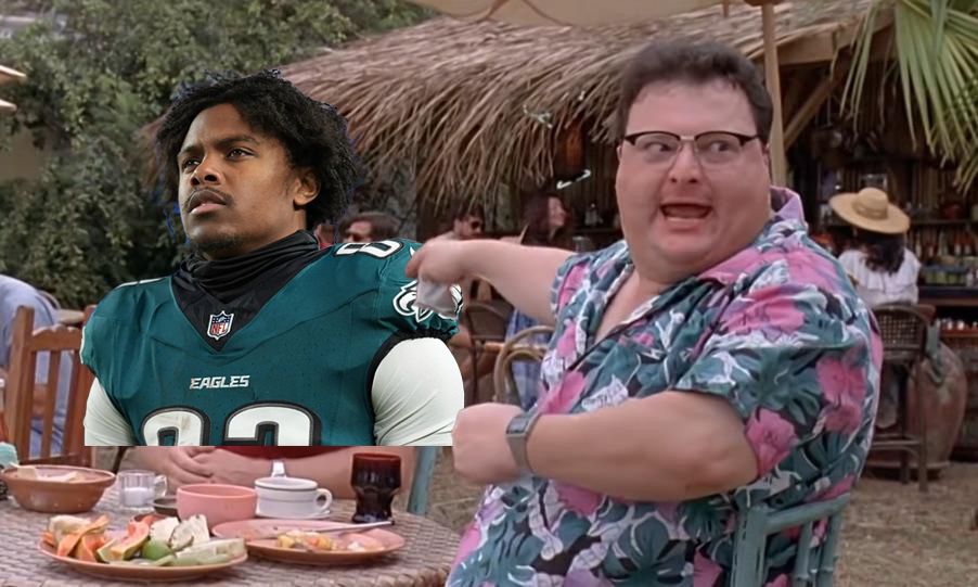 “Dodgson… we’ve got Dodgson here!!” from Jurassic Park but it’s Eagles wide receiver and fellow Penn State alum Jahan Dotson