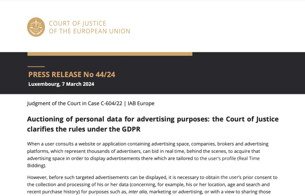 European Court of Justice finds IAB Europe responsible for "TCF" consent spam popups across the Internet