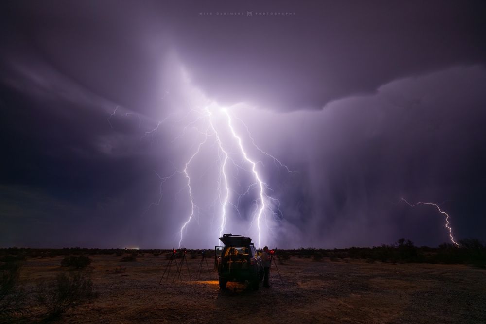Lightning with my truck in the foreground 