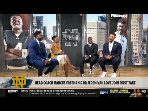 FIRST TAKE | Marcus Freeman & Jeremiyah Love talk Notre Dame’s first College Football Playoff game