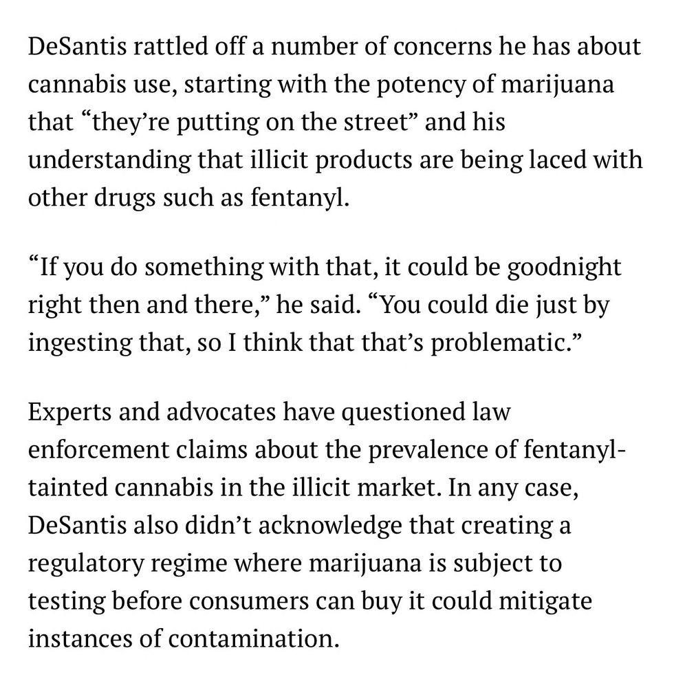 Ron DeSantis repeats the lie of “fentanyl-laced” cannabis