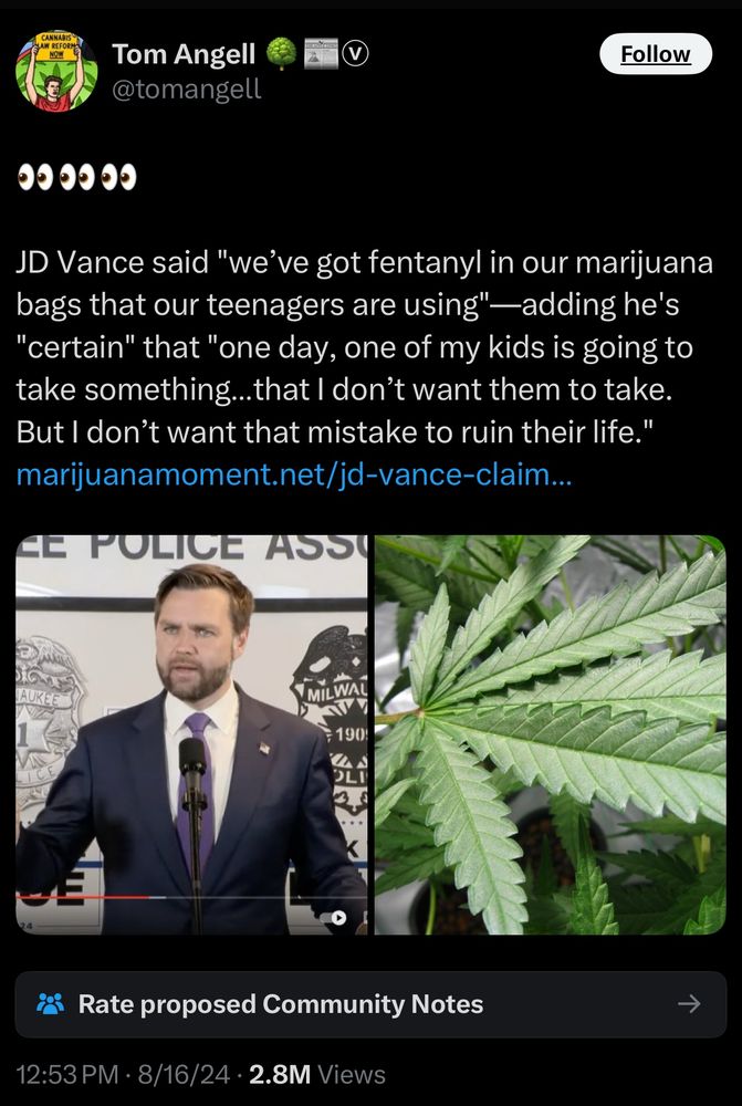 JD Vance repeats the lie of “fentanyl-laced” cannabis