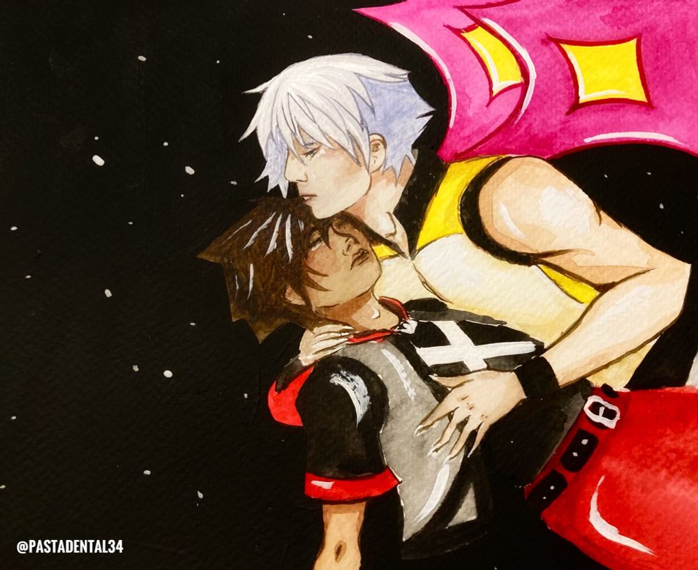 Dream eater riku carrying sora.